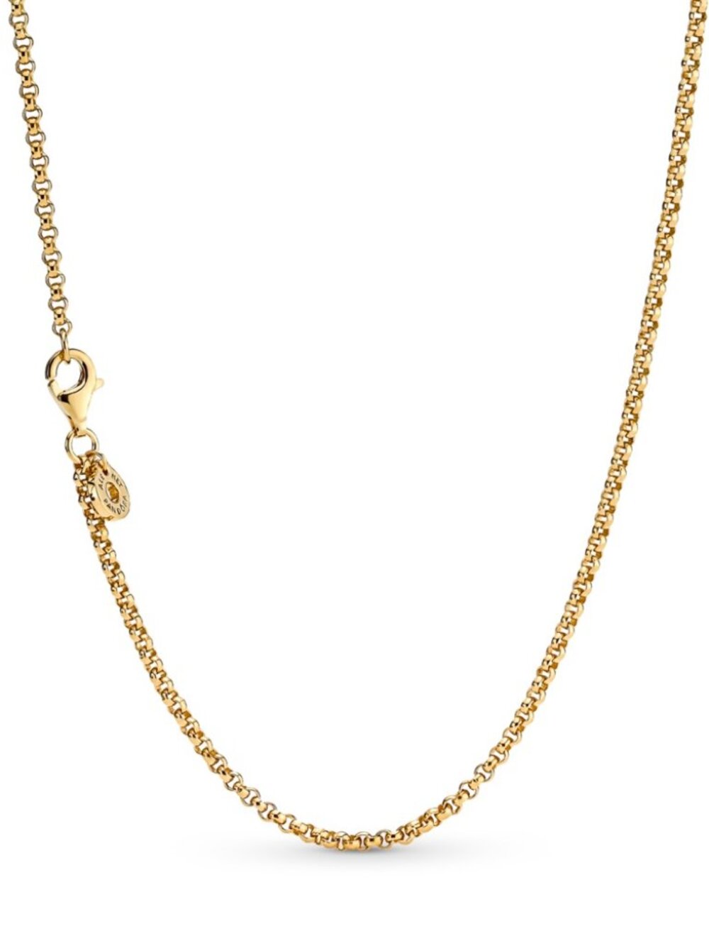 14K yellow plate heavy rolo chain, new Pandora adjustable up to 23.6"
